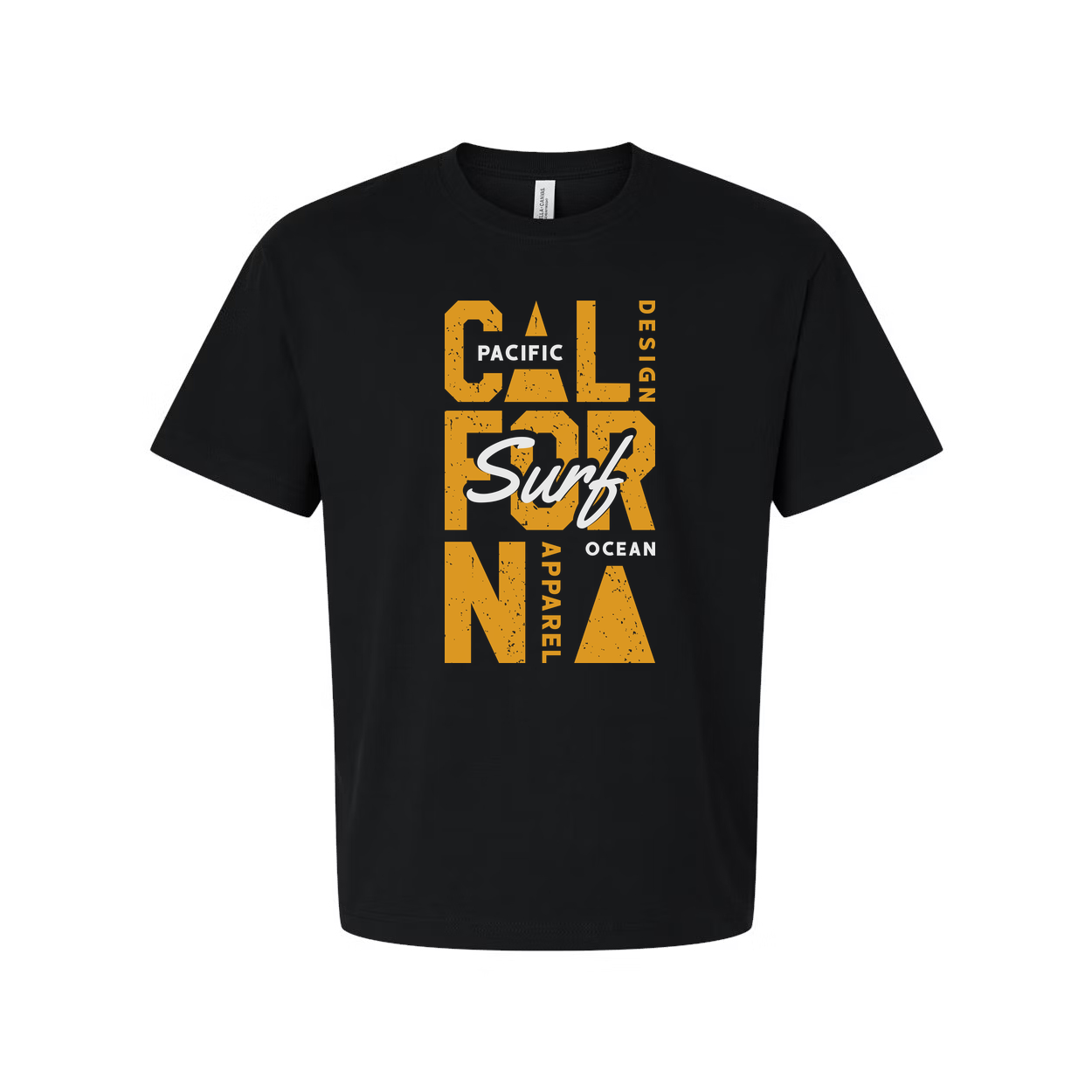 California Surf Design Unisex Graphic T Shirt Pacific Apparel Ocean Yellow