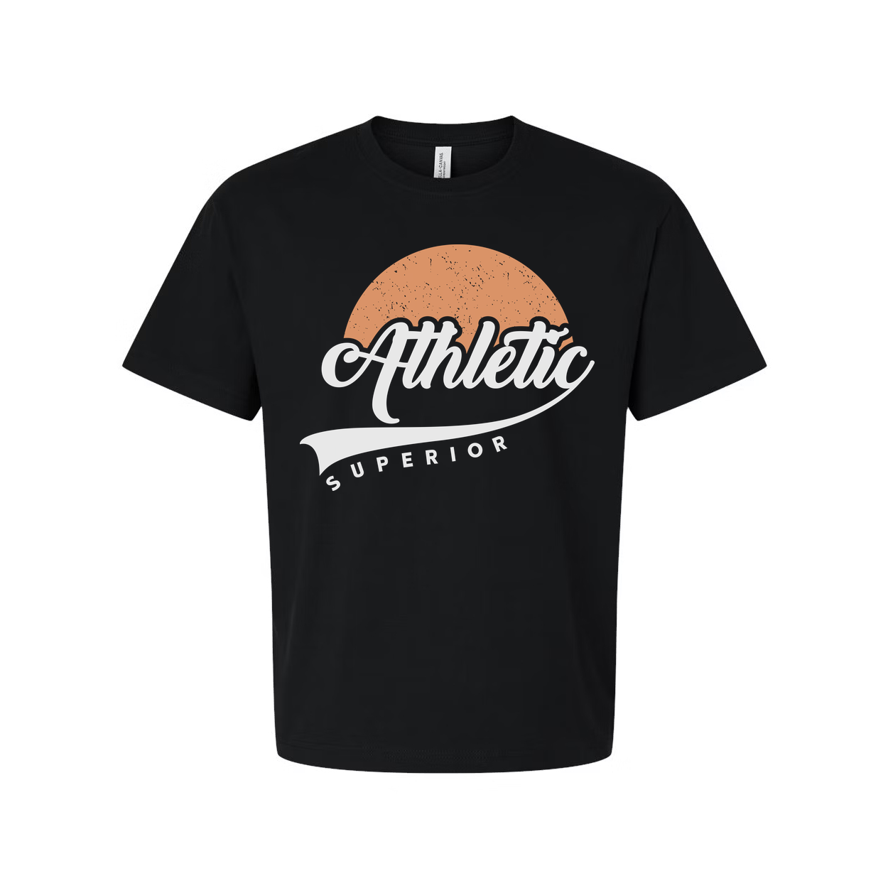 Unisex T Shirt With Peach Circle Athletic Superior Script Logo Graphic Print