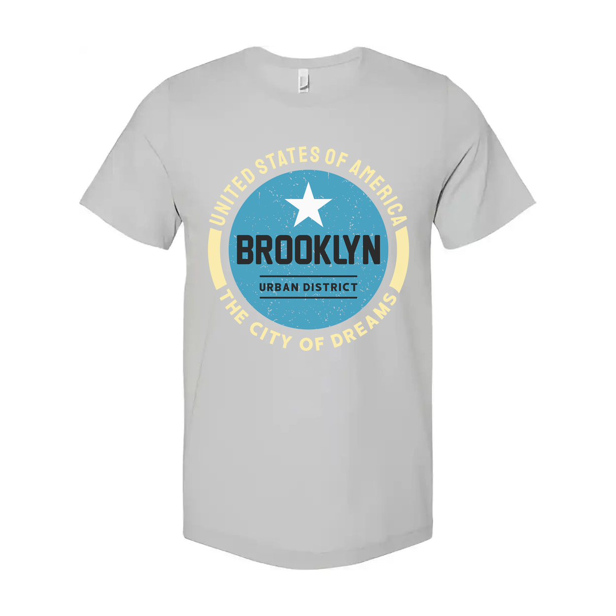 Brooklyn Urban District Circle Graphic T Shirt With United States Of America Arch And Star Logo