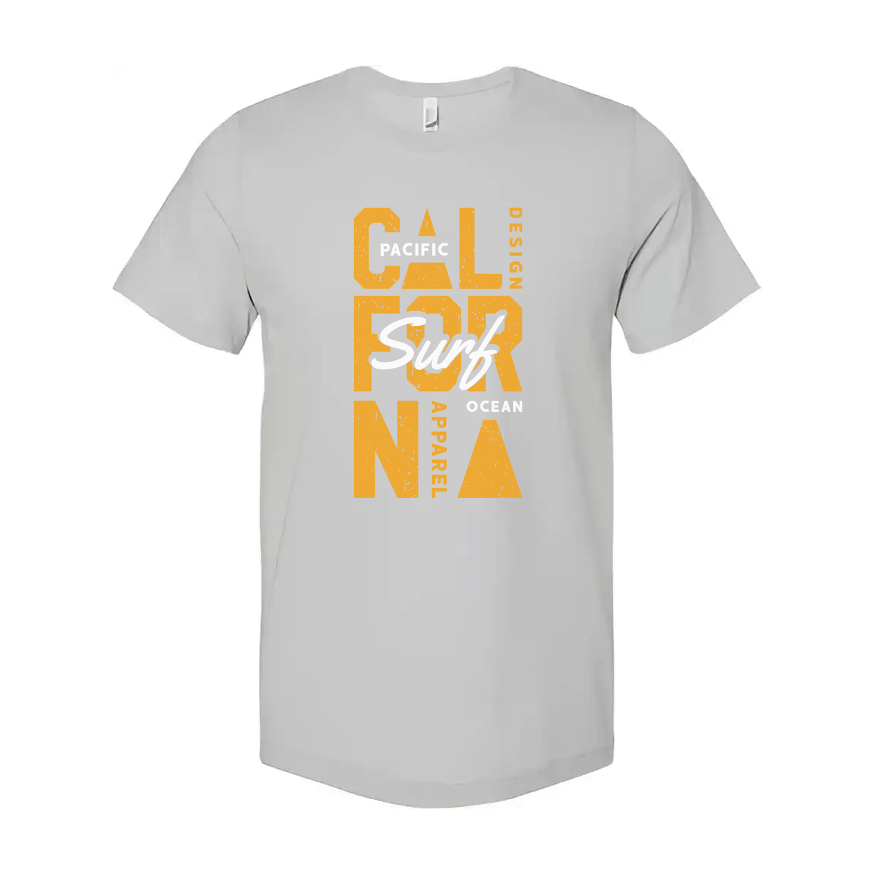 California Surf Design Unisex Graphic T Shirt Pacific Apparel Ocean Yellow