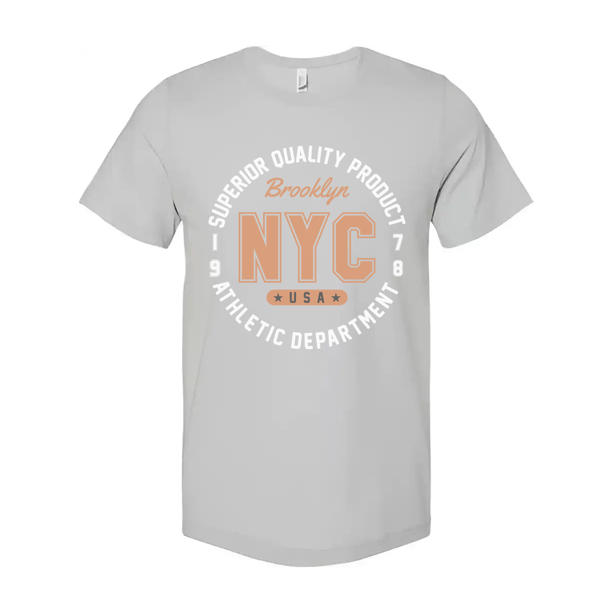 Unisex T Shirt With NYC Brooklyn USA Athletic Department Circular Logo Graphic