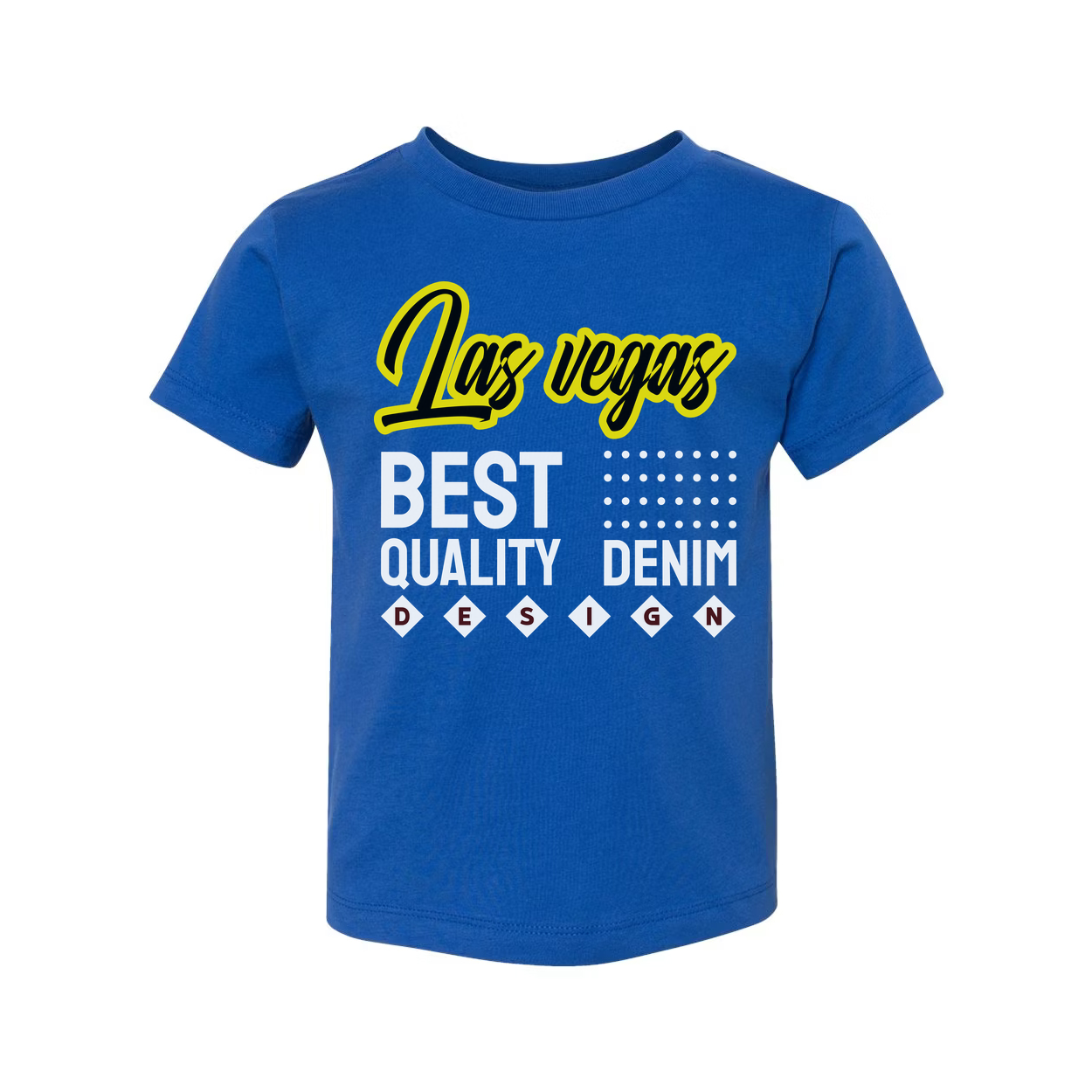 Las Vegas Graphic Unisex T Shirt With Bold Yellow Script Best Quality Denim Design