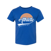 Unisex T Shirt With Peach Circle Athletic Superior Script Logo Graphic Print