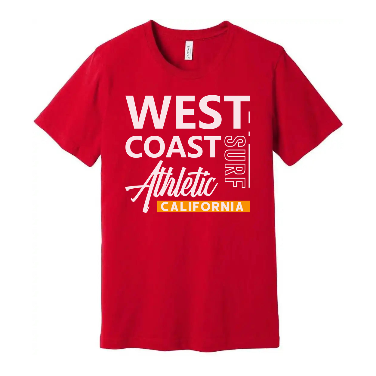 West Coast Surf Graphic T Shirt California Athletic Unisex Tee Short Sleeve