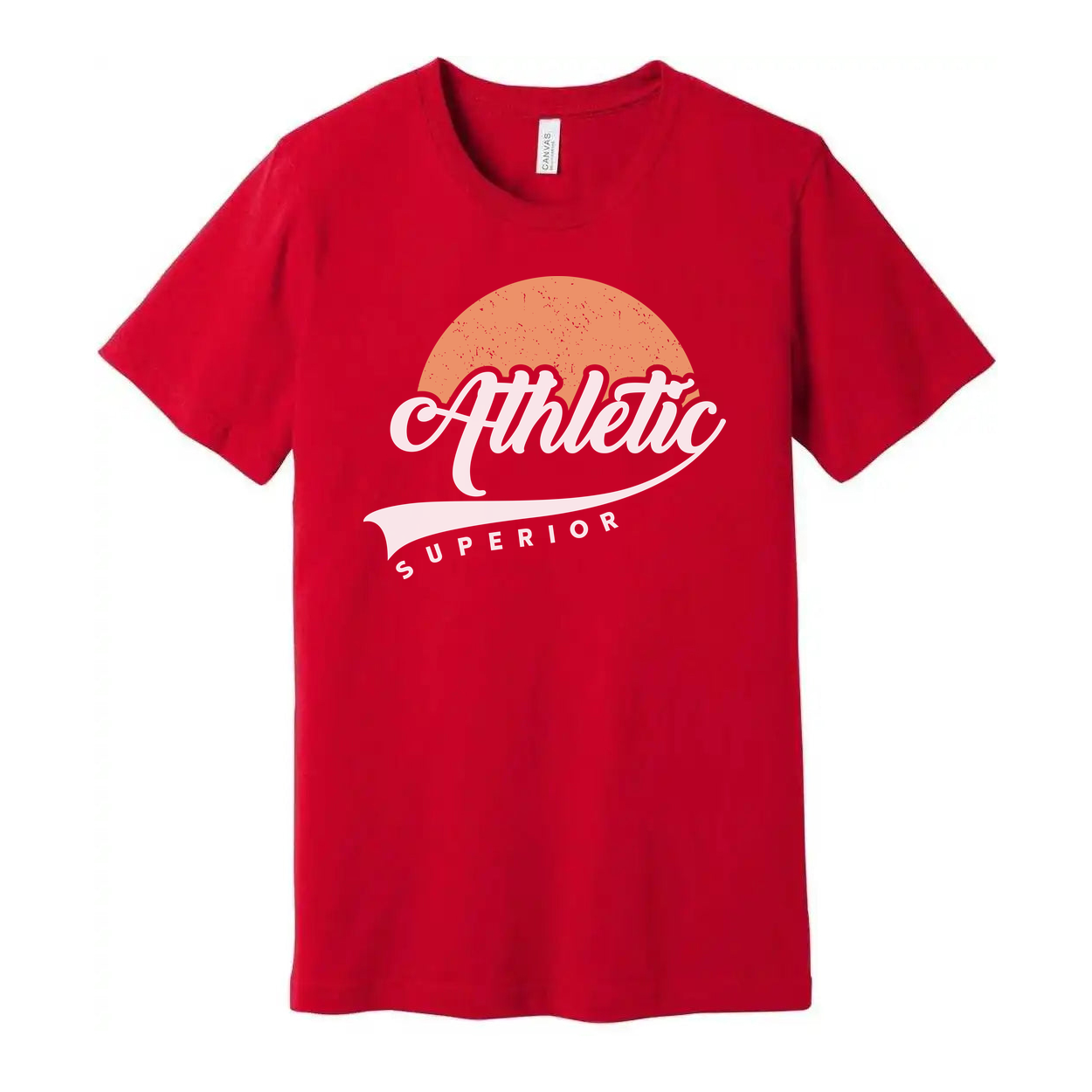 Unisex T Shirt With Peach Circle Athletic Superior Script Logo Graphic Print