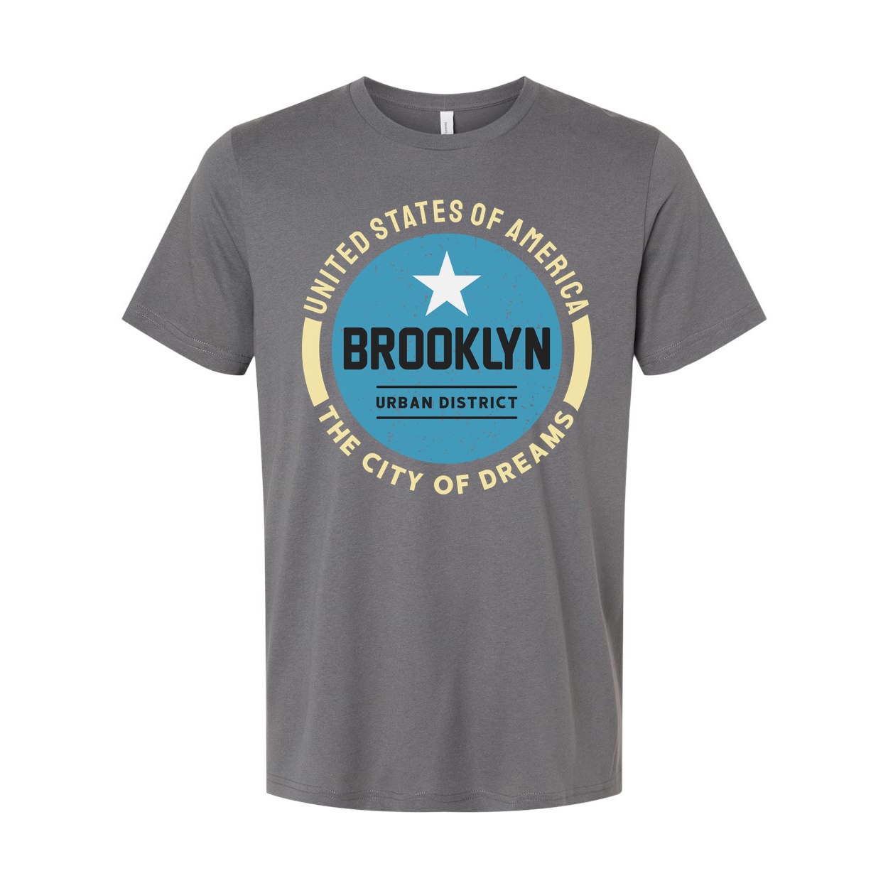 Brooklyn Urban District Circle Graphic T Shirt With United States Of America Arch And Star Logo
