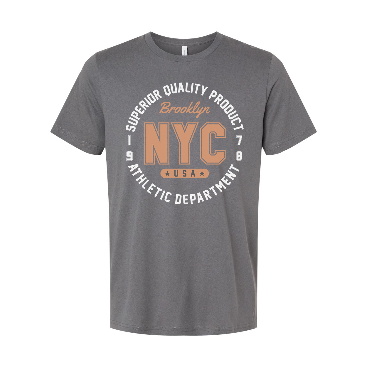 Unisex T Shirt With NYC Brooklyn USA Athletic Department Circular Logo Graphic