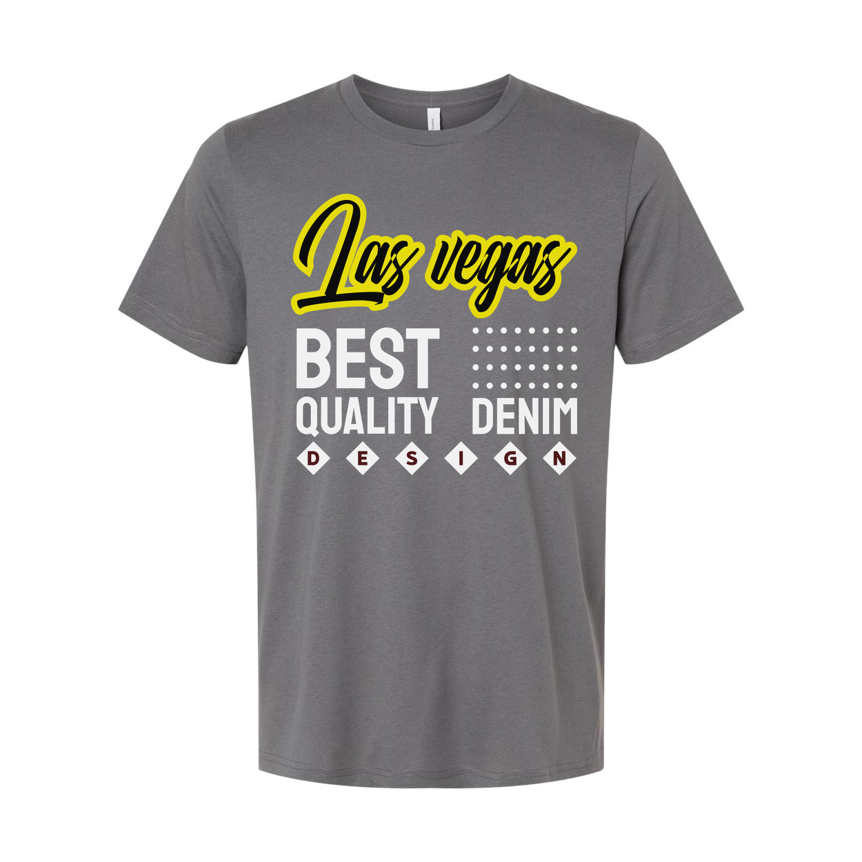 Las Vegas Graphic Unisex T Shirt With Bold Yellow Script Best Quality Denim Design