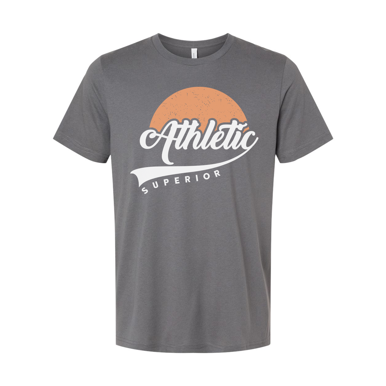 Unisex T Shirt With Peach Circle Athletic Superior Script Logo Graphic Print