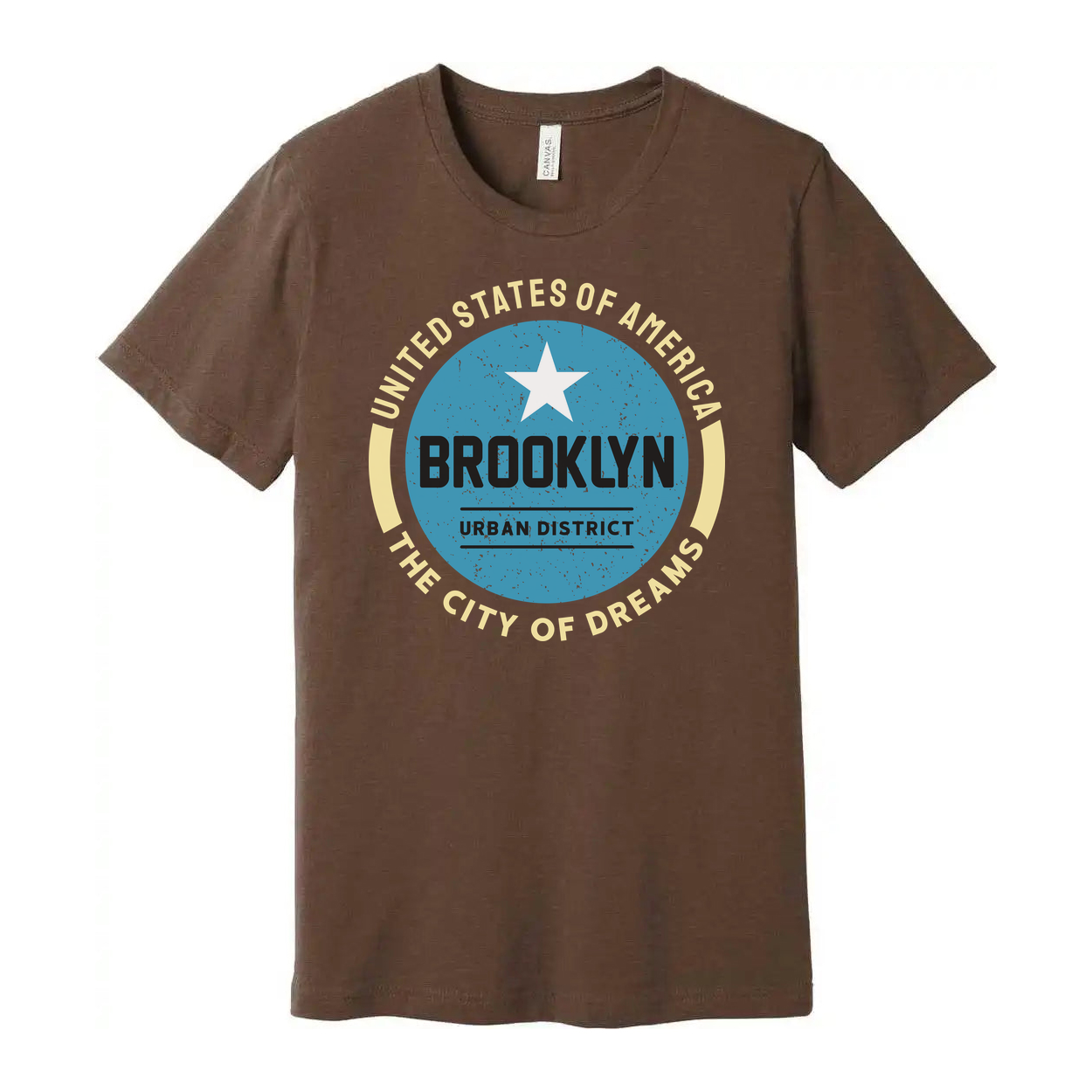 Brooklyn Urban District Circle Graphic T Shirt With United States Of America Arch And Star Logo