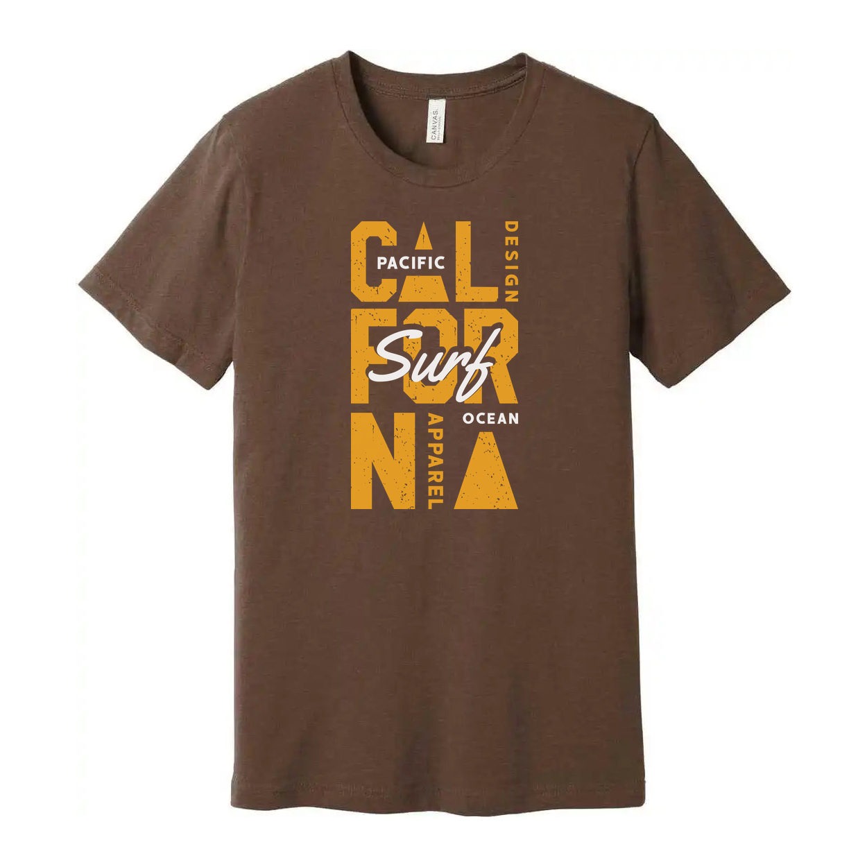 California Surf Design Unisex Graphic T Shirt Pacific Apparel Ocean Yellow