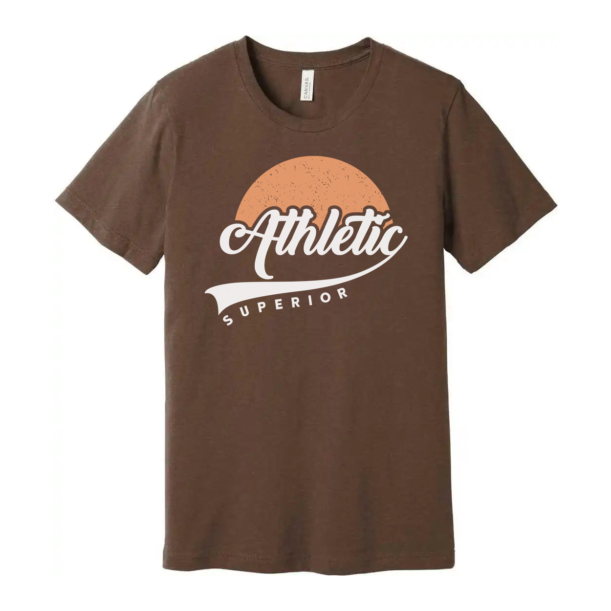 Unisex T Shirt With Peach Circle Athletic Superior Script Logo Graphic Print