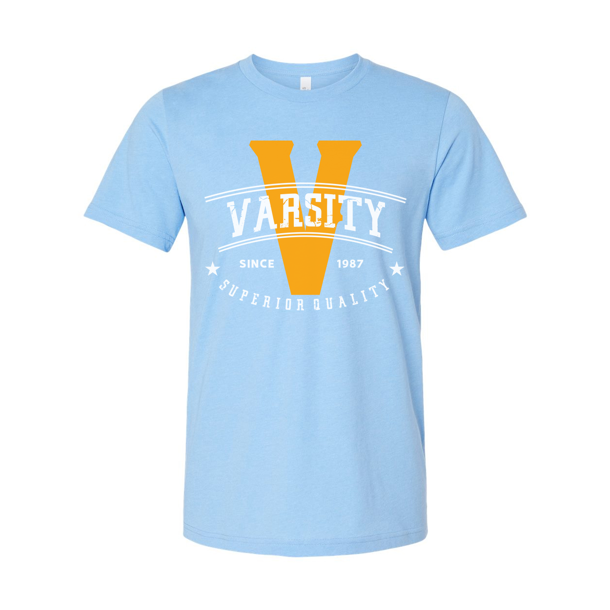 Varsity V Graphic T Shirt Unisex Short Sleeve Tee With Vintage Style Logo Print