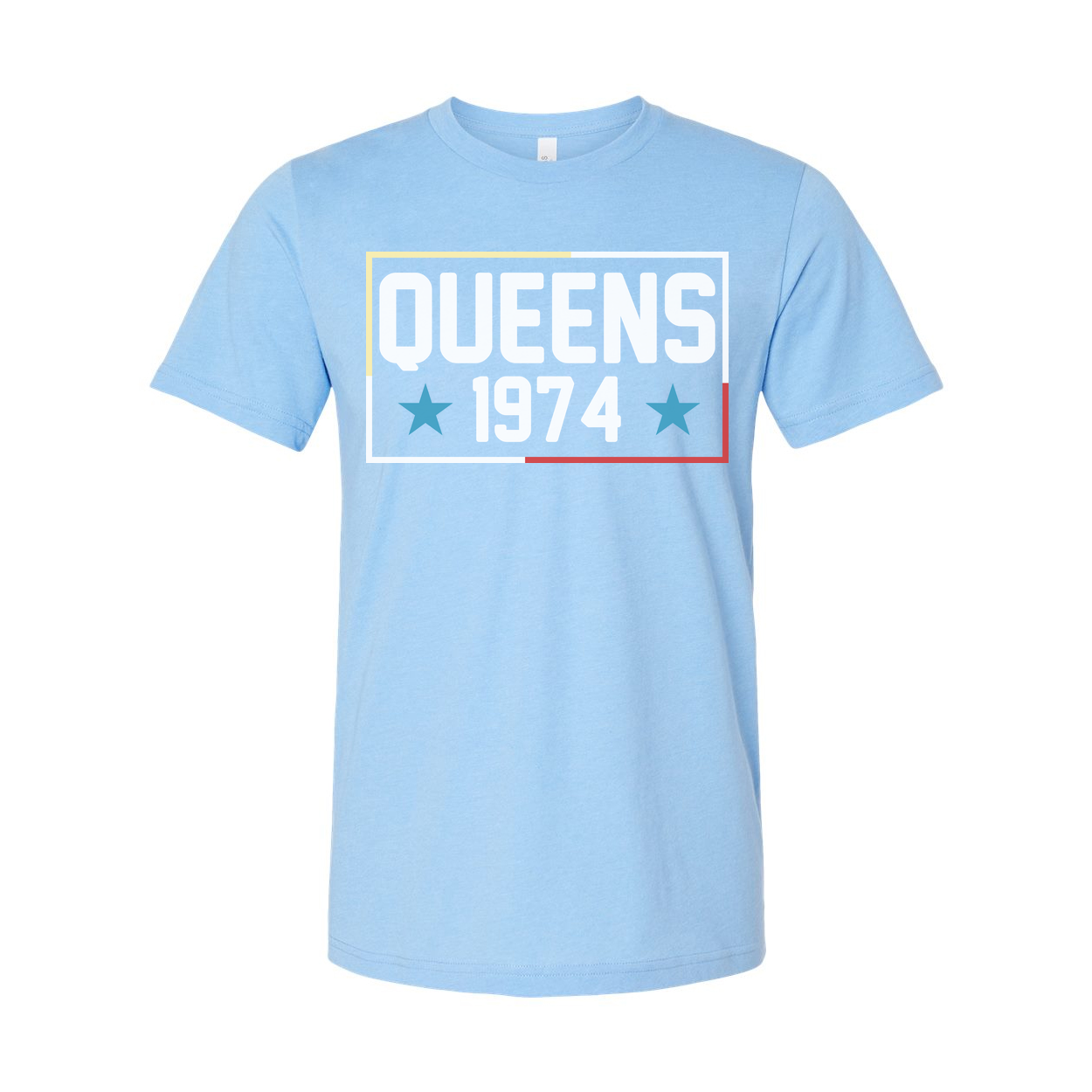 Queens 1974 Graphic Tee Unisex Short Sleeve T Shirt With Bold Rectangle Design