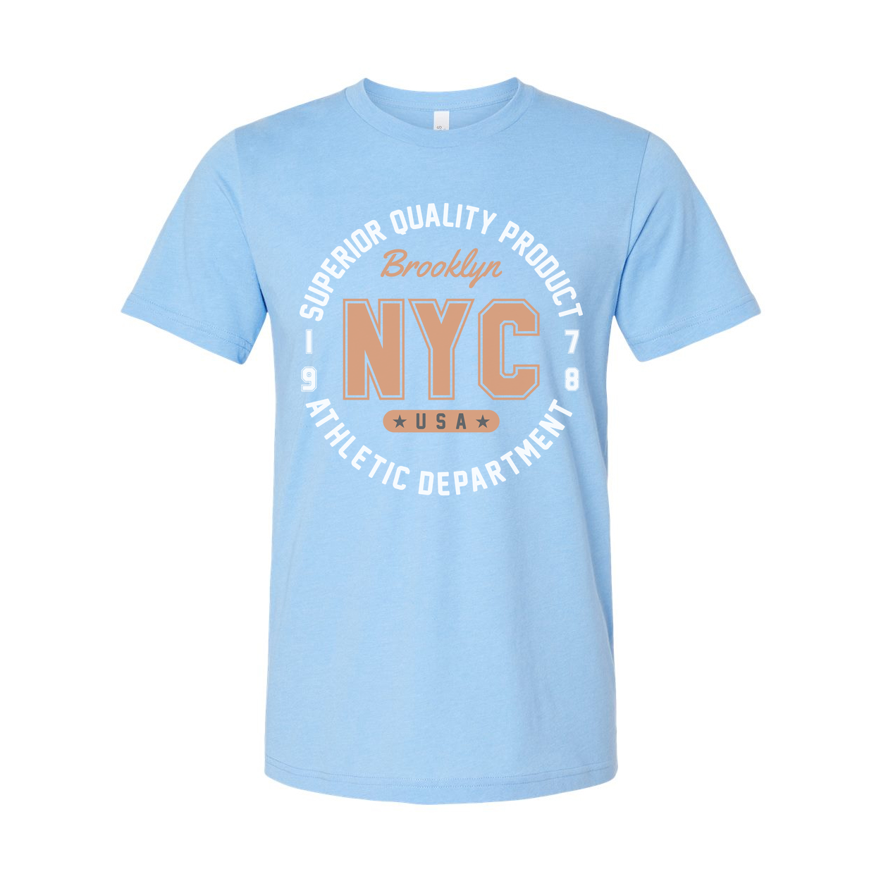 Unisex T Shirt With NYC Brooklyn USA Athletic Department Circular Logo Graphic
