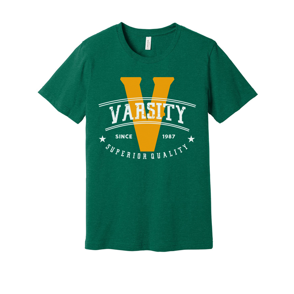 Varsity V Graphic T Shirt Unisex Short Sleeve Tee With Vintage Style Logo Print
