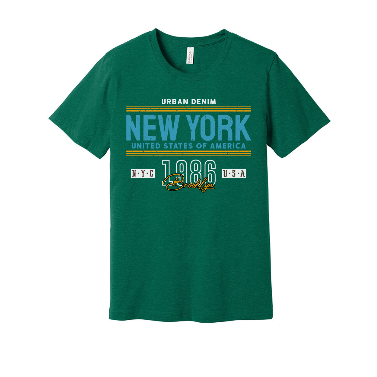 New York City Graphic T Shirt Urban Denim Brooklyn USA Unisex Short Sleeve