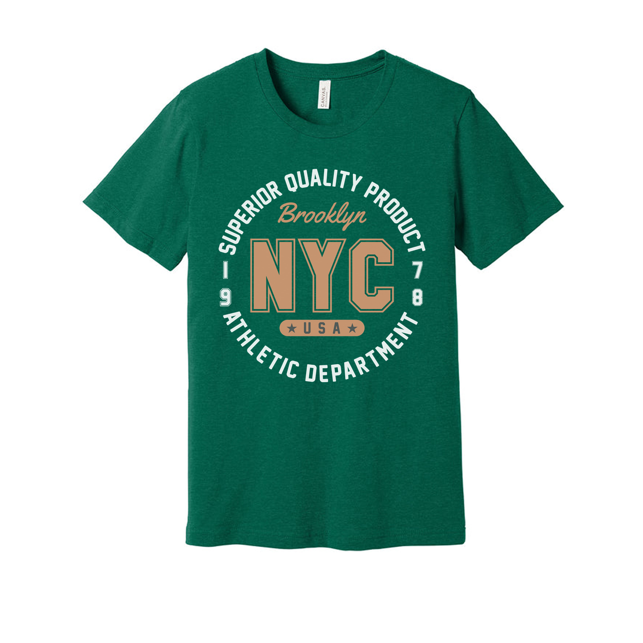 Unisex T Shirt With NYC Brooklyn USA Athletic Department Circular Logo Graphic