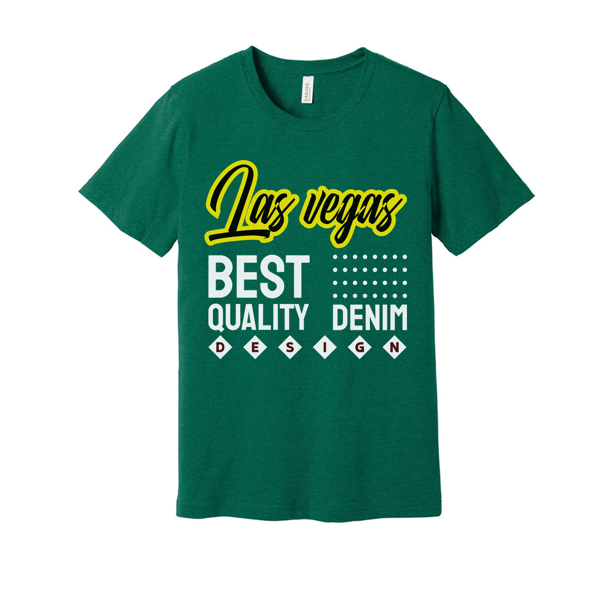 Las Vegas Graphic Unisex T Shirt With Bold Yellow Script Best Quality Denim Design