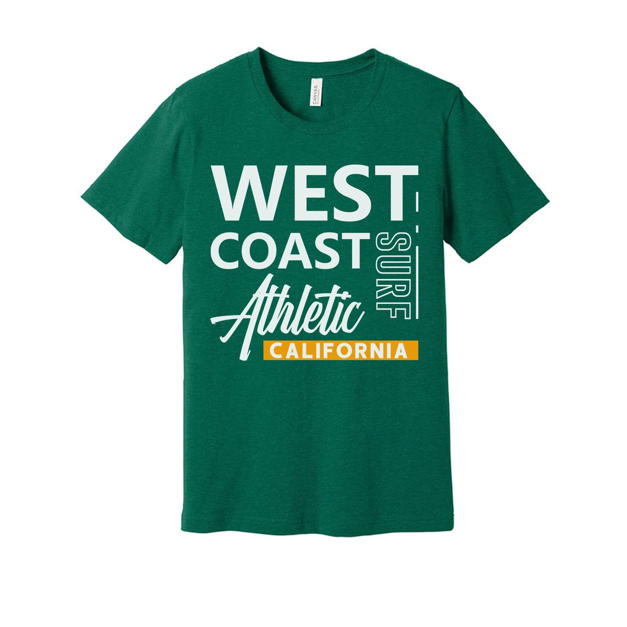West Coast Surf Graphic T Shirt California Athletic Unisex Tee Short Sleeve