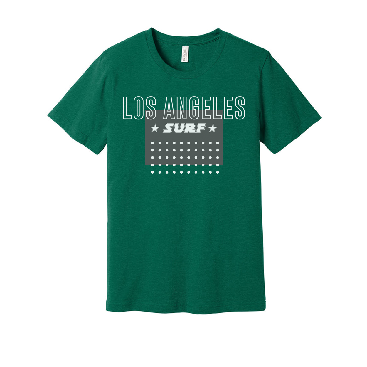 Los Angeles Surf Unisex Graphic T Shirt With Star Banner And Dot Pattern Vintage Style