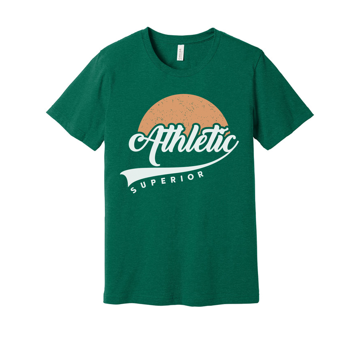 Unisex T Shirt With Peach Circle Athletic Superior Script Logo Graphic Print