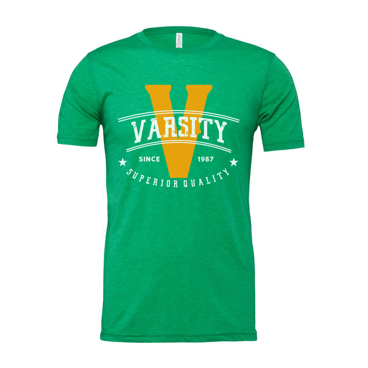 Varsity V Graphic T Shirt Unisex Short Sleeve Tee With Vintage Style Logo Print