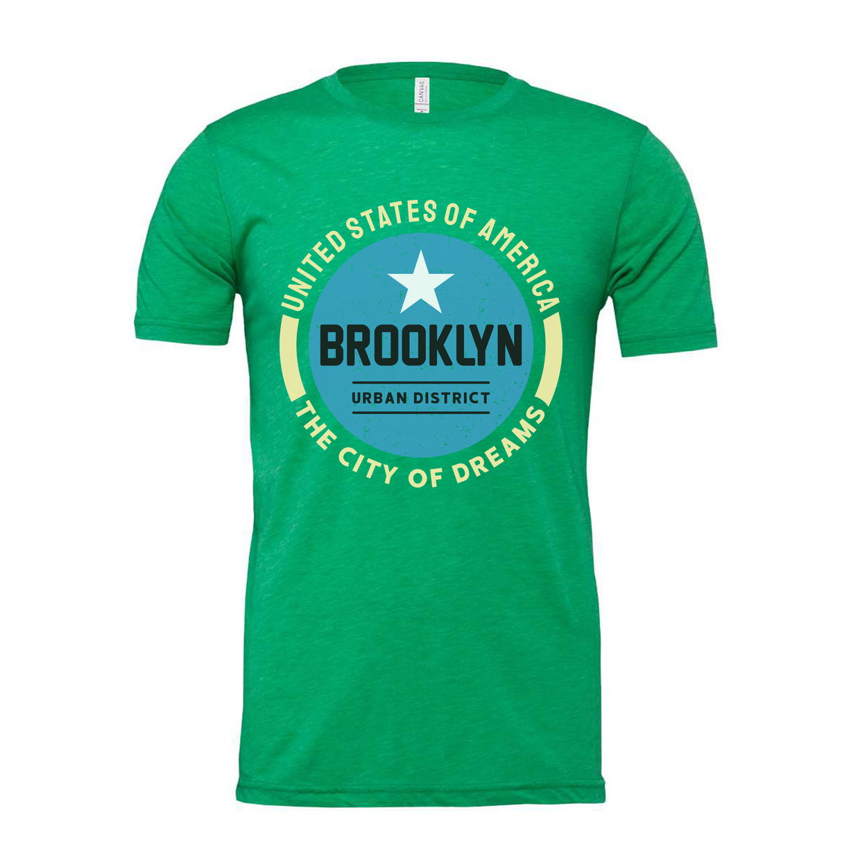 Brooklyn Urban District Circle Graphic T Shirt With United States Of America Arch And Star Logo
