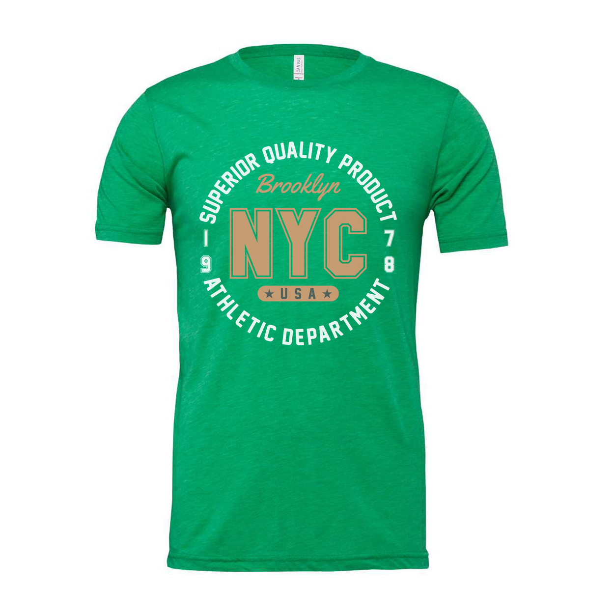 Unisex T Shirt With NYC Brooklyn USA Athletic Department Circular Logo Graphic