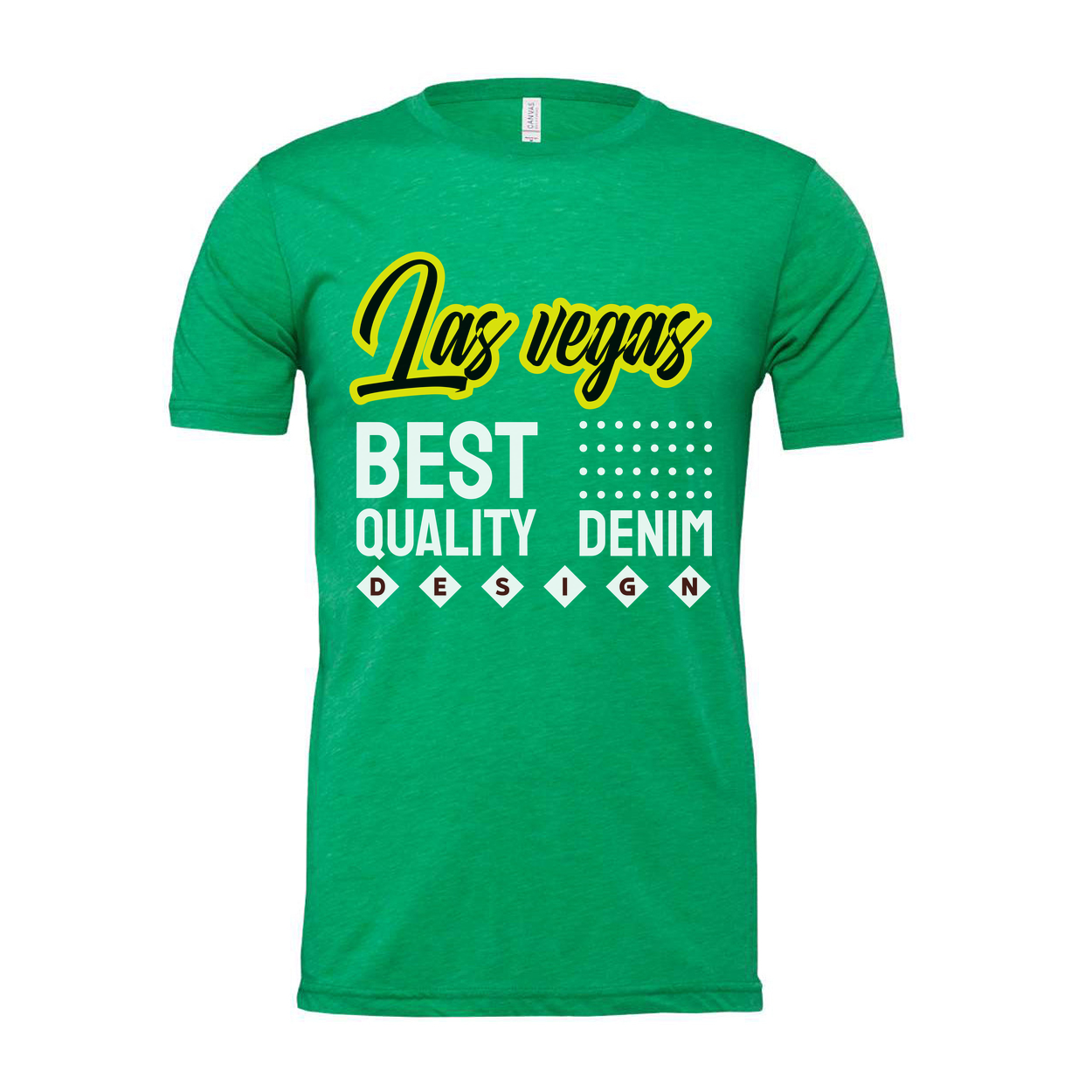 Las Vegas Graphic Unisex T Shirt With Bold Yellow Script Best Quality Denim Design