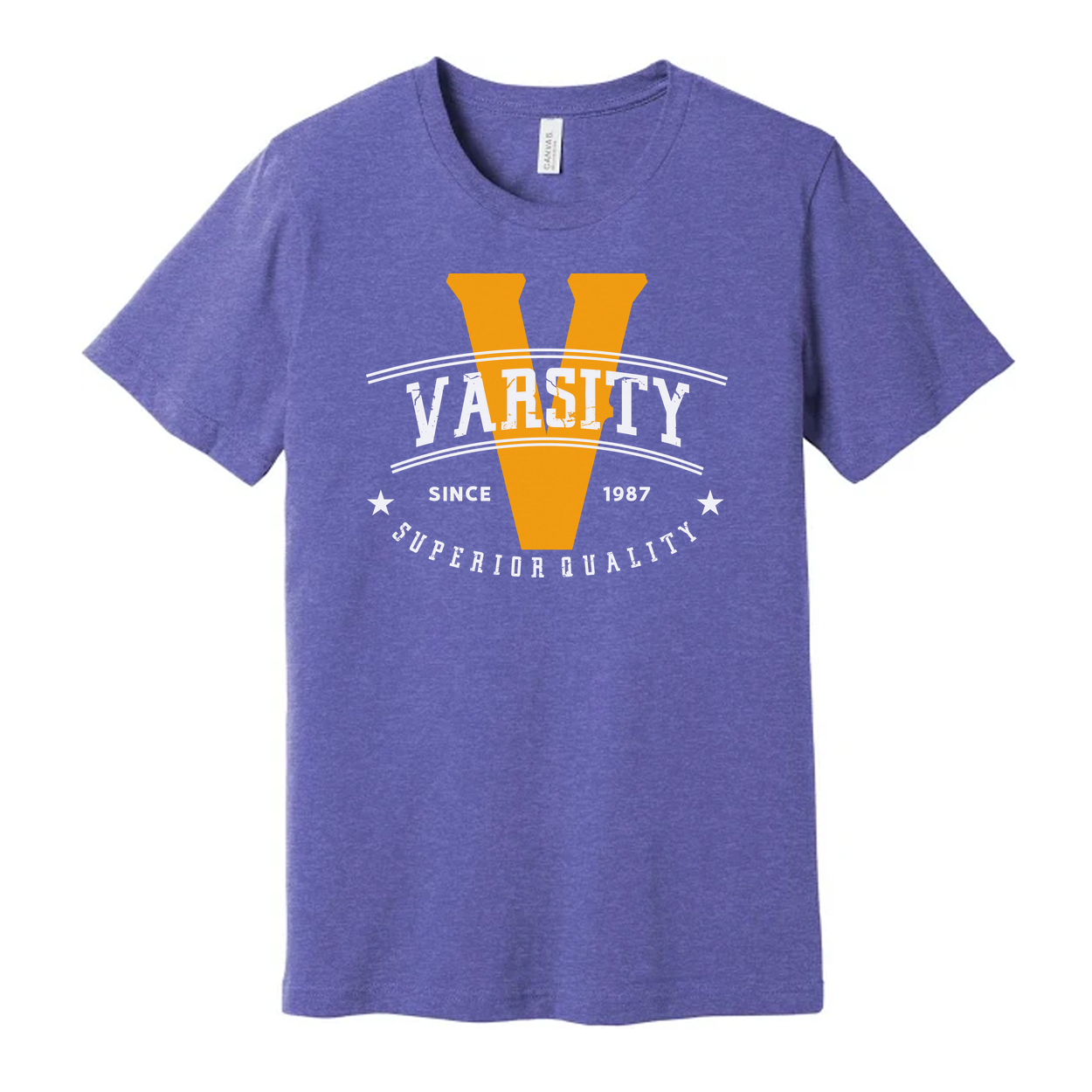 Varsity V Graphic T Shirt Unisex Short Sleeve Tee With Vintage Style Logo Print
