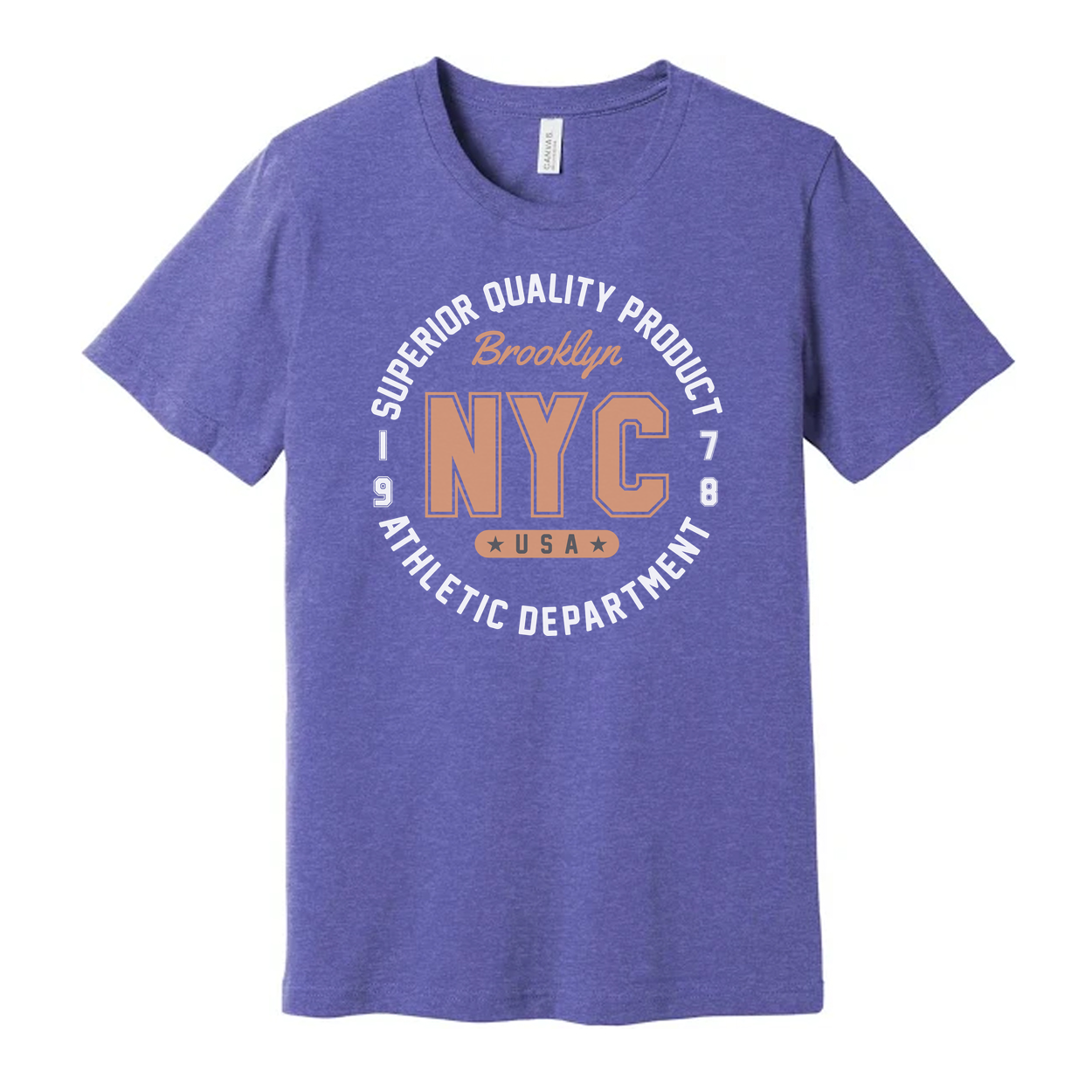 Unisex T Shirt With NYC Brooklyn USA Athletic Department Circular Logo Graphic