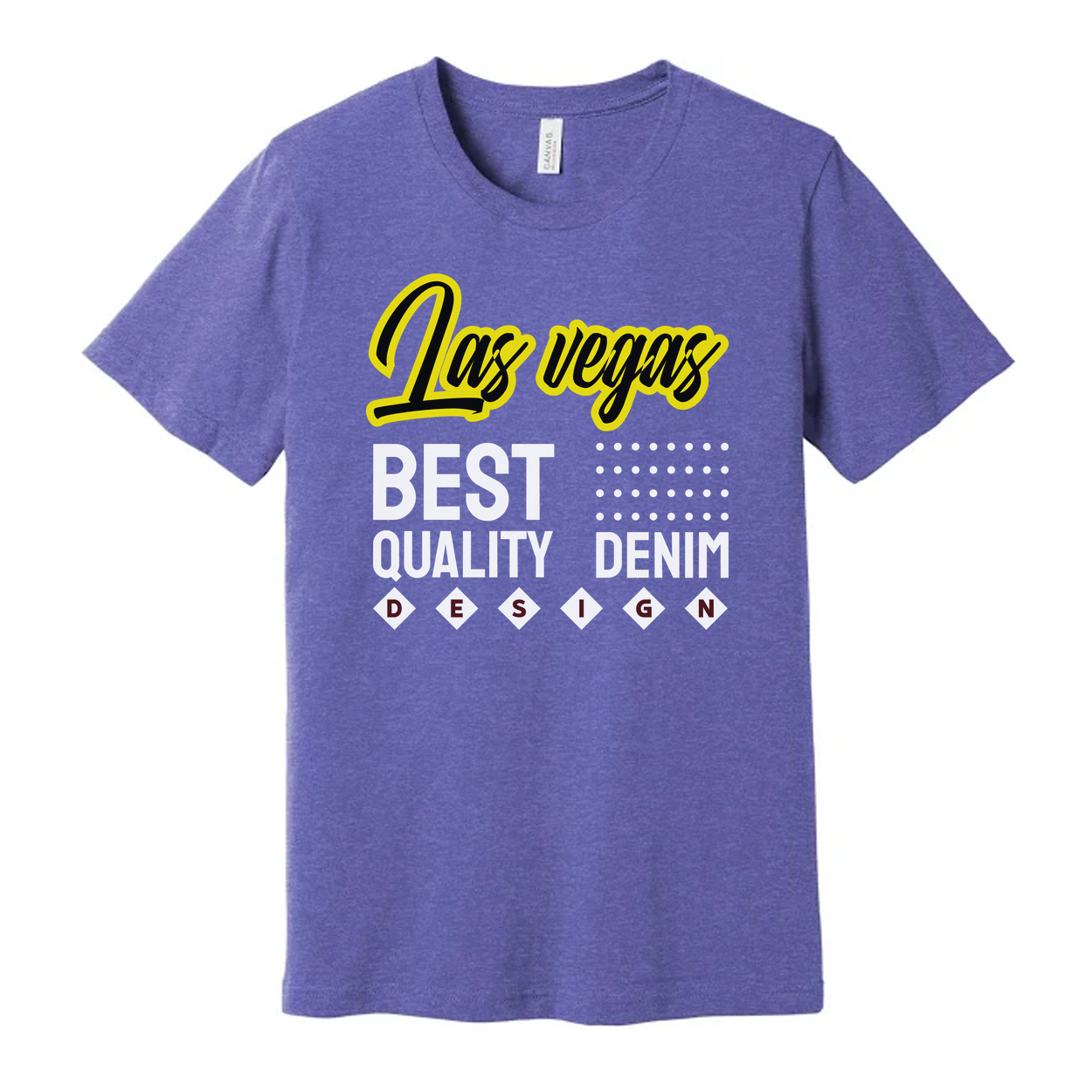 Las Vegas Graphic Unisex T Shirt With Bold Yellow Script Best Quality Denim Design
