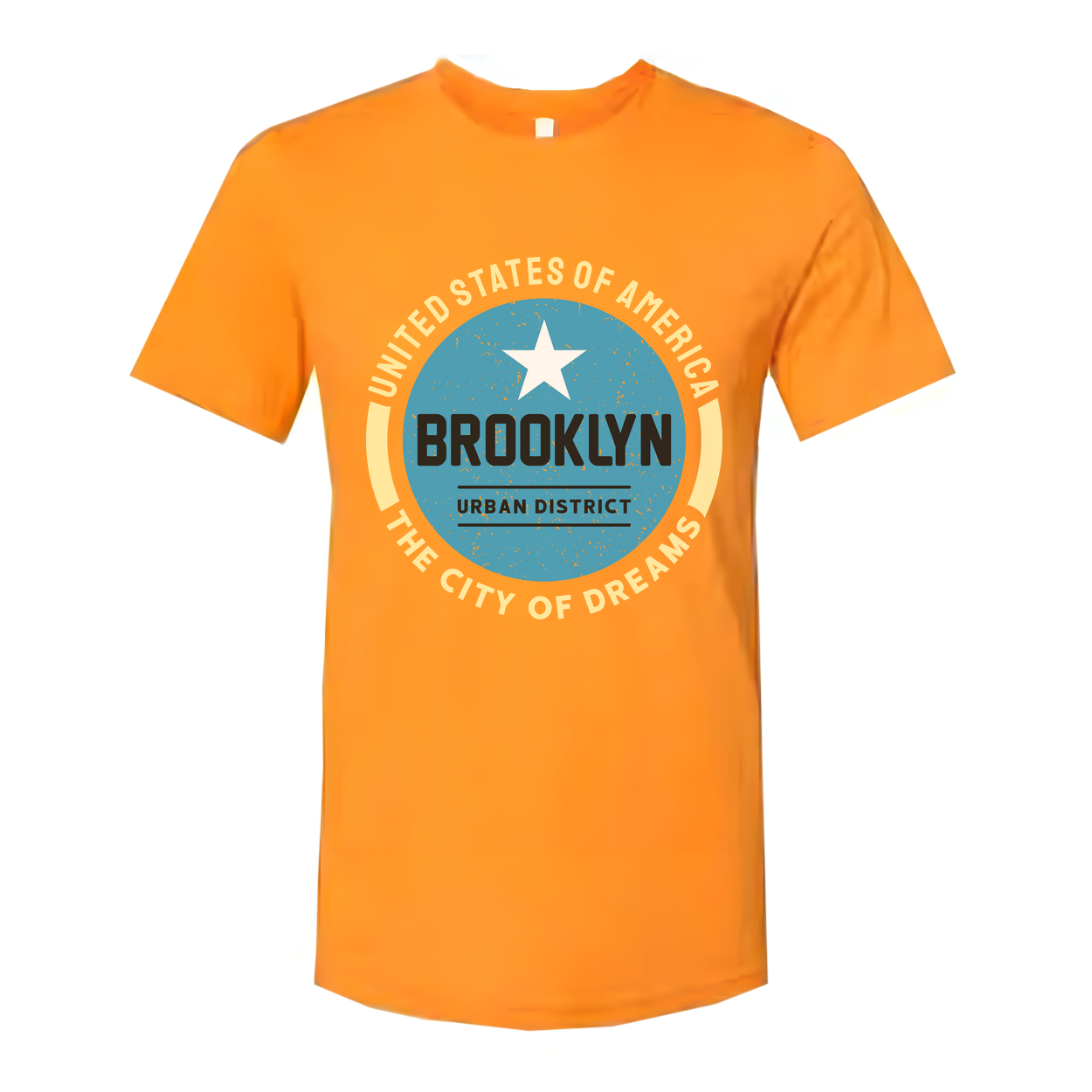 Brooklyn Urban District Circle Graphic T Shirt With United States Of America Arch And Star Logo