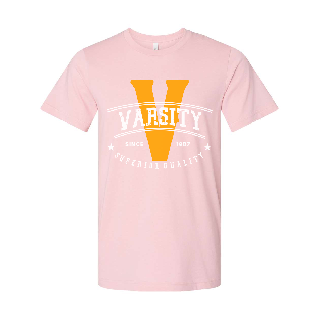Varsity V Graphic T Shirt Unisex Short Sleeve Tee With Vintage Style Logo Print