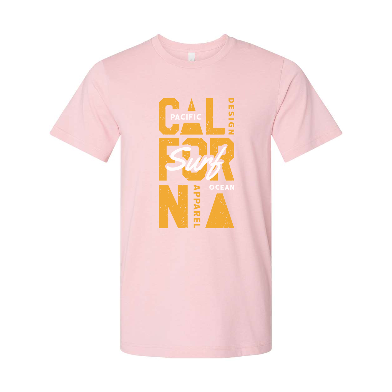 California Surf Design Unisex Graphic T Shirt Pacific Apparel Ocean Yellow
