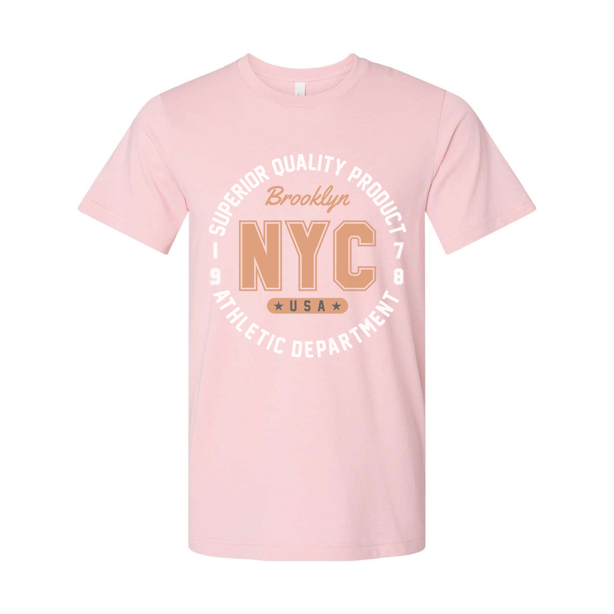 Unisex T Shirt With NYC Brooklyn USA Athletic Department Circular Logo Graphic