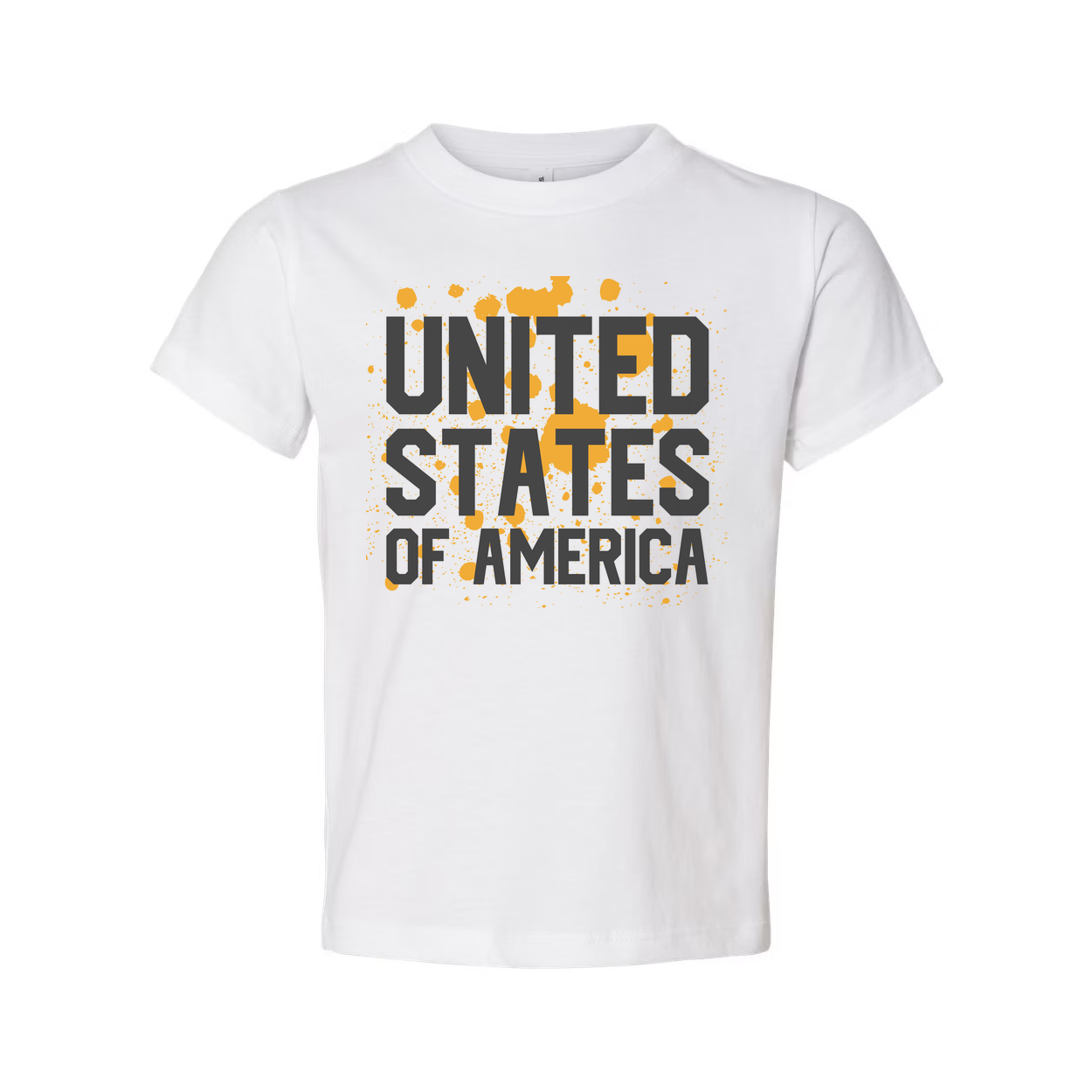 United States Of America Graphic Unisex T Shirt With Orange Paint Splatter Design