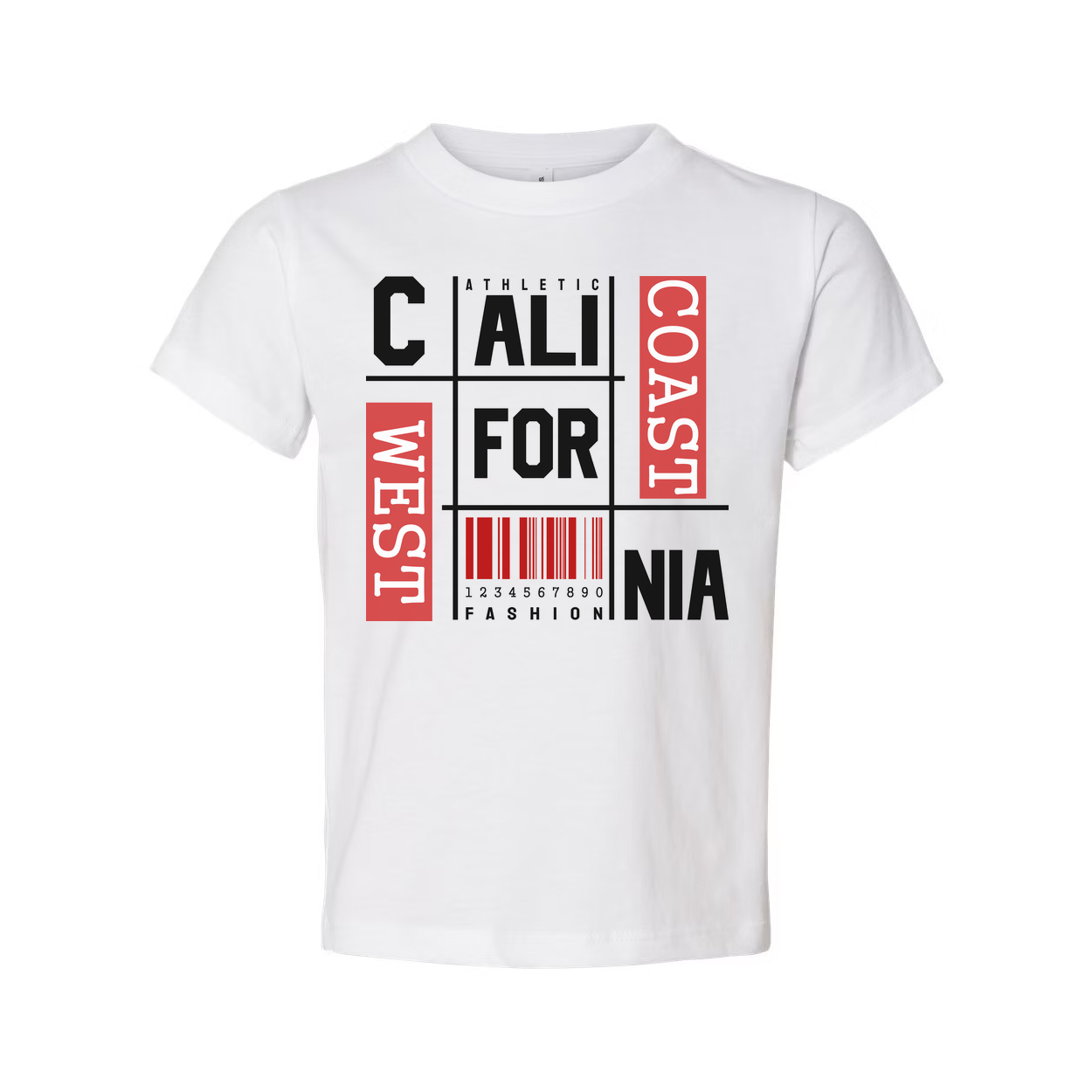 California Fashion Grid Graphic Unisex T Shirt With Barcode Print Artwork Casual Wear