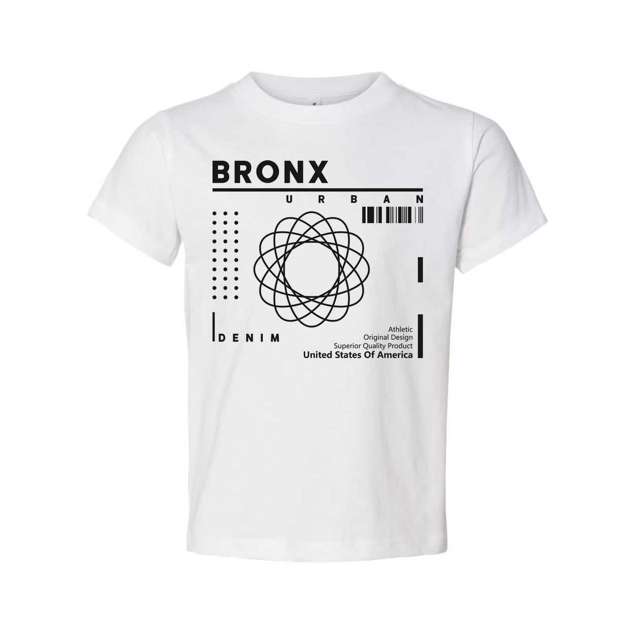 Bronx Urban Graphic T Shirt With Abstract Atomic Circle Design Unisex Tee Apparel