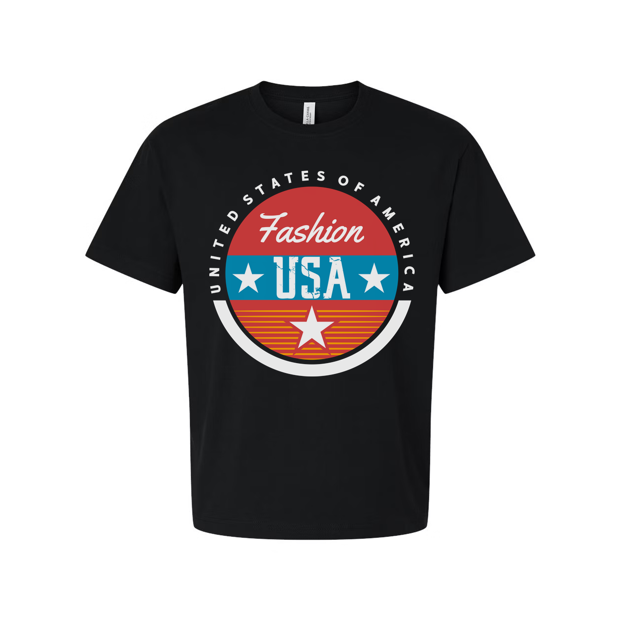 Unisex Graphic Tee With Retro USA Circle Emblem And Stars Design For Fashionable Casual Wear Everyday