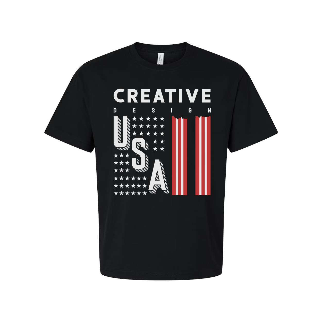 Unisex Graphic Tee With USA Flag Stripes Design And Creative Typography For Everyday Wear