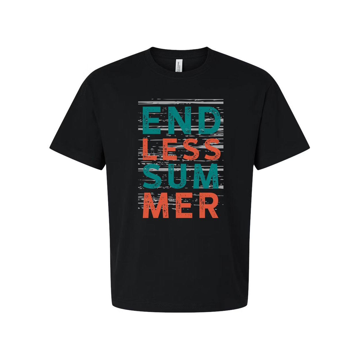 Endless Summer Graphic Unisex Short Sleeve Tee With Bold Teal And Coral Text Design