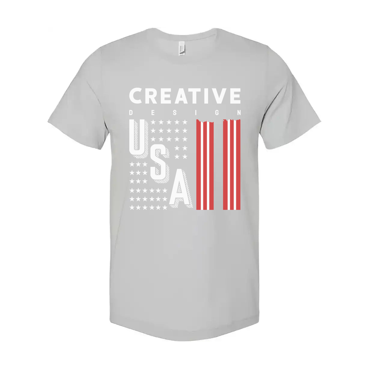 Unisex Graphic Tee With USA Flag Stripes Design And Creative Typography For Everyday Wear
