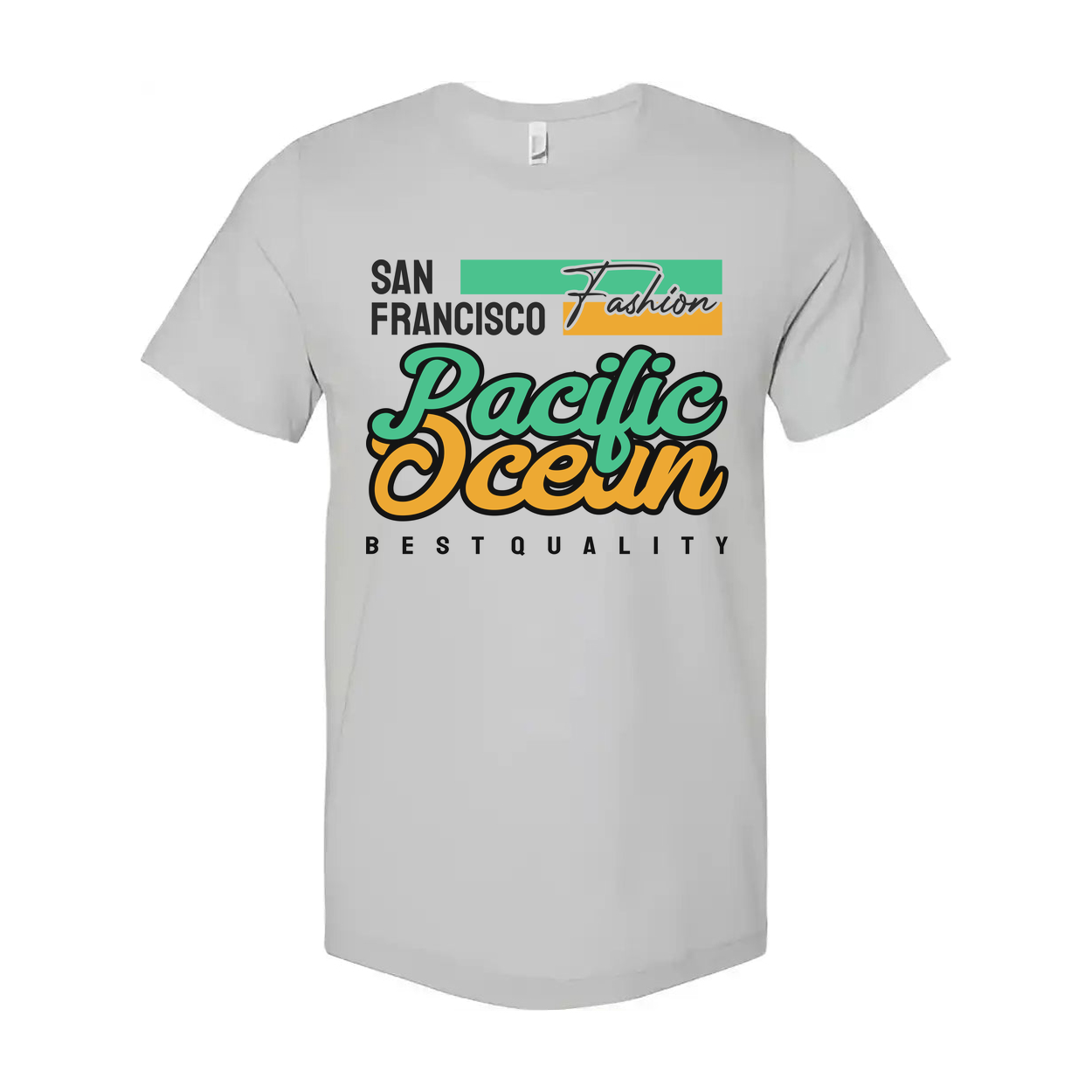 Pacific Ocean Graphic Tee With San Francisco Fashion Elements For Unisex Urban Wear