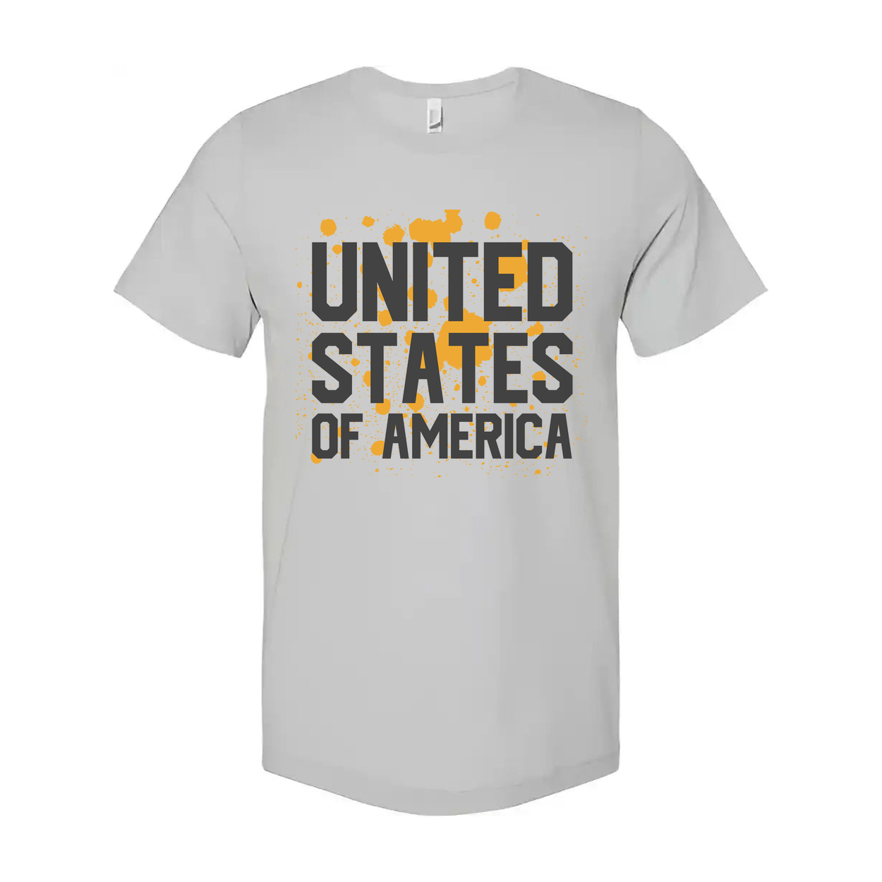 United States Of America Graphic Unisex T Shirt With Orange Paint Splatter Design