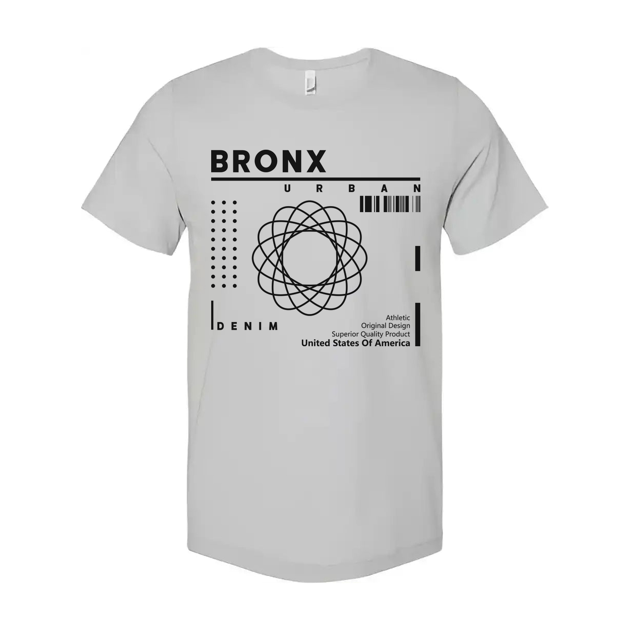 Bronx Urban Graphic T Shirt With Abstract Atomic Circle Design Unisex Tee Apparel