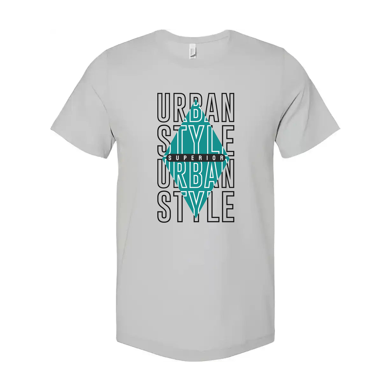 Urban Style Graphic Unisex T Shirt With Turquoise Triangle Overlay And Superior Branding