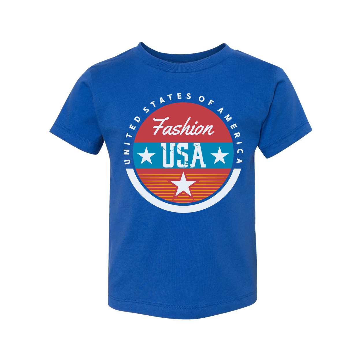 Unisex Graphic Tee With Retro USA Circle Emblem And Stars Design For Fashionable Casual Wear Everyday