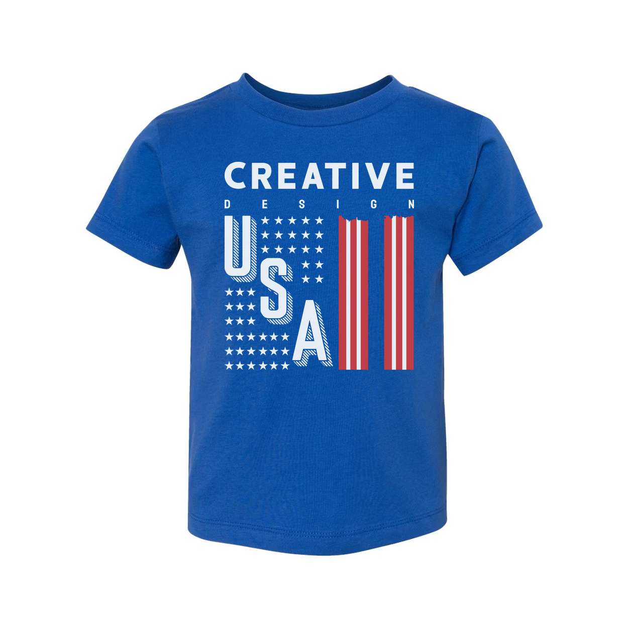 Unisex Graphic Tee With USA Flag Stripes Design And Creative Typography For Everyday Wear